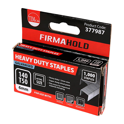 TIMCO Heavy Duty Staples 6MM - Chisel Point - Galvanised (1000)
