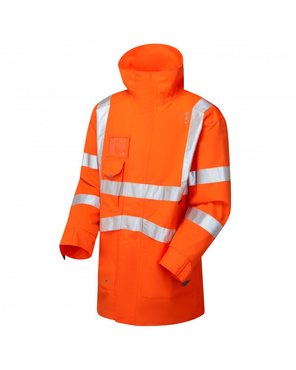 LEO - ORANGE - A04-Y-CLOVELLY ISO 20471 CLASS 3 BREATHABLE WATERPROOF HI VIZ JACKET