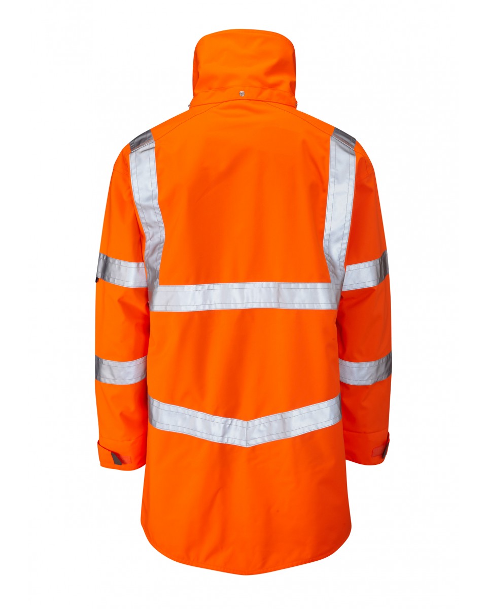 LEO - ORANGE - A04-Y-CLOVELLY ISO 20471 CLASS 3 BREATHABLE WATERPROOF HI VIZ JACKET