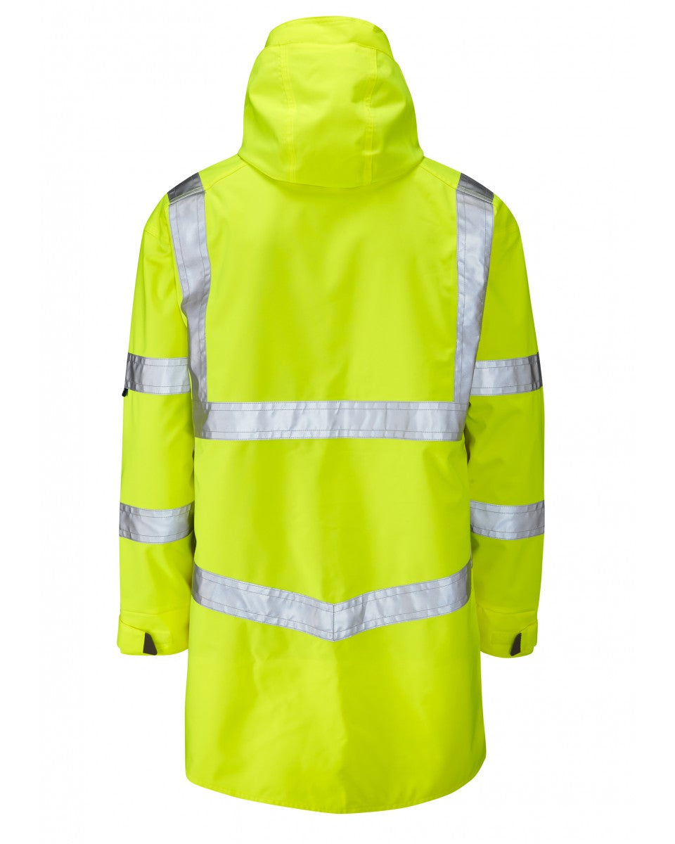 LEO - YELLOW - A04-Y-CLOVELLY ISO 20471 CLASS 3 BREATHABLE WATERPROOF HI VIZ JACKET