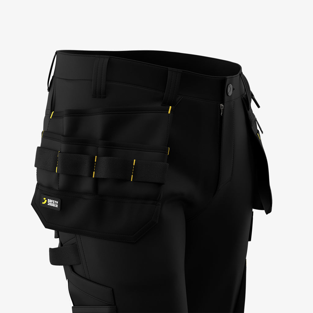 SAFETY JOGGER - ALKES WORK SHORTS -  WITH HANG POCKETS - ALKSHORTM - BLACK