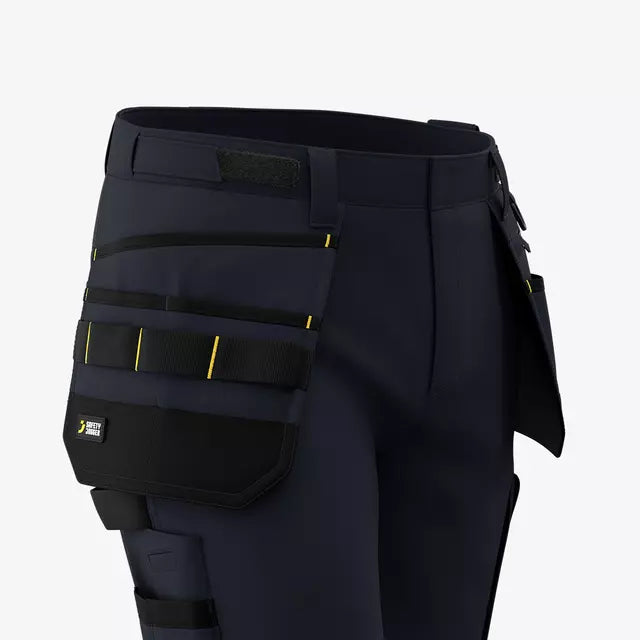 SAFETY JOGGER - NAVY - ALKES - SLIM FIT STRETCH WORK TROUSERS C/W HOLSTER POCKET