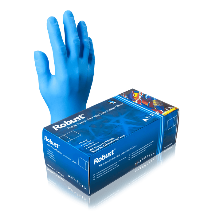 AURELIA ROBUST NITRILE INDUSTRIAL DISPOSABLE GLOVE - BLUE - ( 100 pieces )