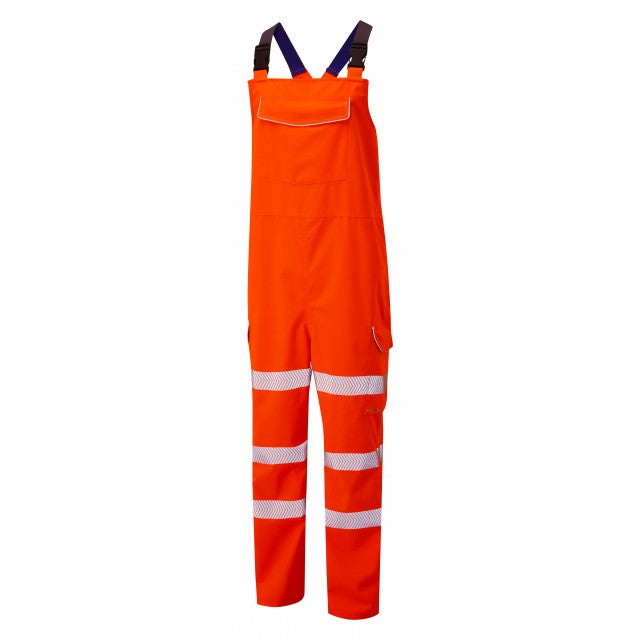 LEO BB01-O- NORTHAM ISO 20471 CLASS 2 ORANGE HI VIZ WATERPROOF BIB & BRACE OVERALL