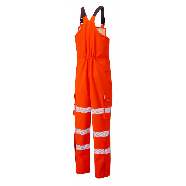 LEO BB01-O- NORTHAM ISO 20471 CLASS 2 ORANGE HI VIZ WATERPROOF BIB & BRACE OVERALL