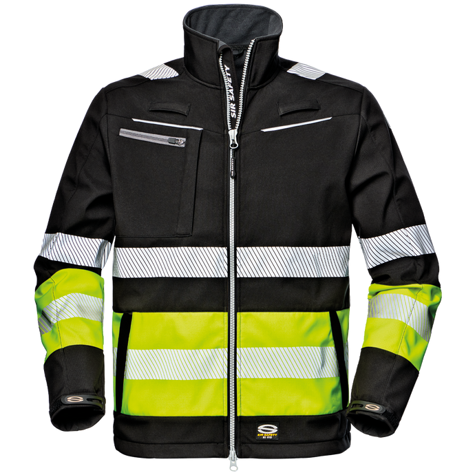 SIR SAFETY CONTRAST HI VIZ BLACK YELLOW WORK SOFTSHELL JACKET - MC2915 ZG