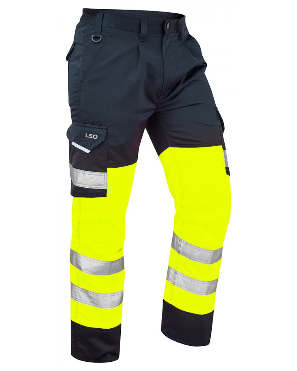 Leo Damen High-Vis Work-T-Shirt LORNA – Navy Mit Kontrast, Leicht Und Bequem