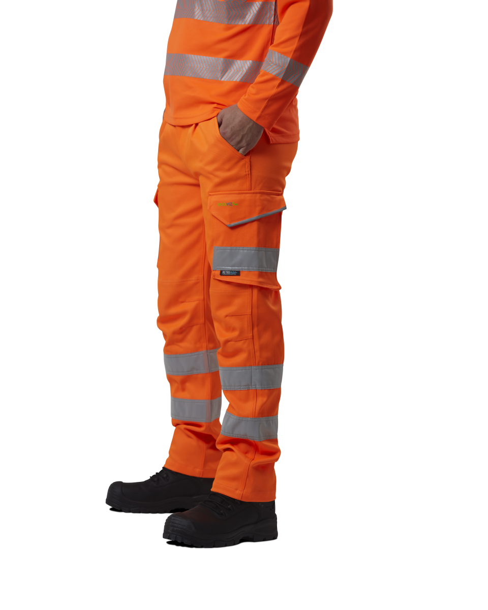 LEO CT04 - ORANGE SLIM FIT - KINGFORD - RAILSPEC ISO 20471 CLASS 1 HI VIZ STRETCH TROUSER