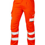 LEO CT04 - ORANGE SLIM FIT - KINGFORD - RAILSPEC ISO 20471 CLASS 1 HI VIZ STRETCH TROUSER