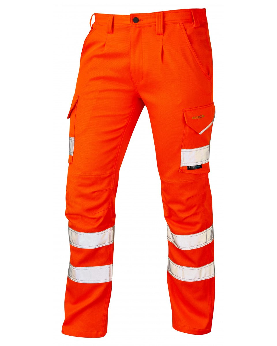 LEO CT04 - ORANGE SLIM FIT - KINGFORD - RAILSPEC ISO 20471 CLASS 1 HI VIZ STRETCH TROUSER