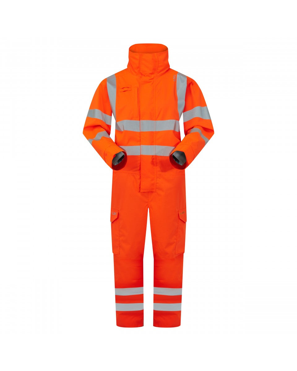 LEO - WATERTOWN - ORANGE - RAILSPEC - ECO HI VIZ 10KX WATERPROOF PERFORMANCE  + BREATHABLE HEAVY DUTY STRETCH OVERALL