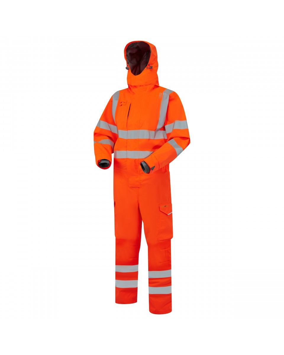 LEO - WATERTOWN - ORANGE - RAILSPEC - ECO HI VIZ 10KX WATERPROOF PERFORMANCE  + BREATHABLE HEAVY DUTY STRETCH OVERALL