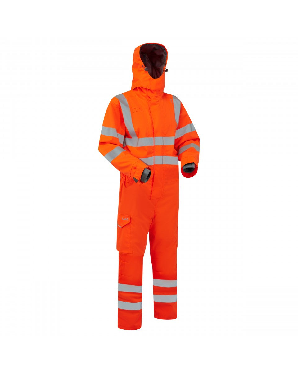 LEO - WATERTOWN - ORANGE - RAILSPEC - ECO HI VIZ 10KX WATERPROOF PERFORMANCE  + BREATHABLE HEAVY DUTY STRETCH OVERALL