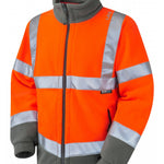 LEO - ORANGE GREY - HARTLAND - ISO 20471 CLASS 3 HEAVY HI VIZ FULL ZIP FLEECE JACKET F01-O