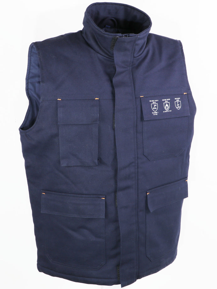 SINGER FIRE RETARDANT PROTECTIVE BODYWARMER. 350 GSM/ BLUE COLOUR ATEK