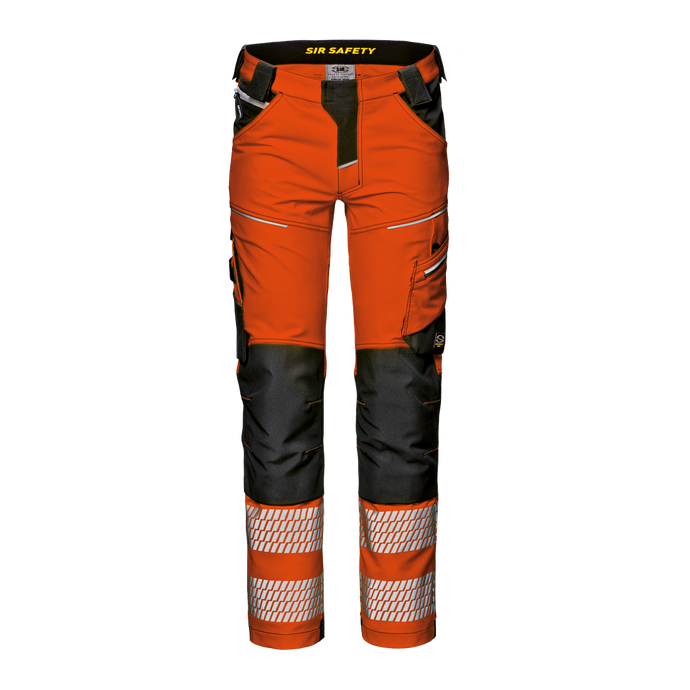 SIR SAFETY HI-VIS GEMINI GUARD WORK TROUSERS ORANGE - MC2061 WATER RESISTANT RIPSTOP
