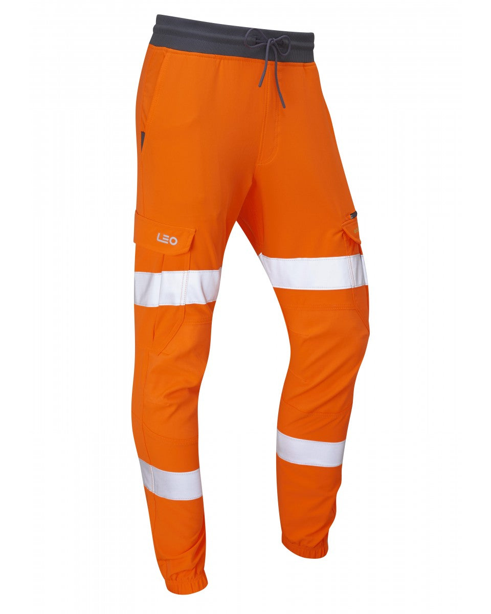 LEO JT01-O- HAWKRIDGE RAILSPEC  ISO 20471 CLASS 1 JOGGER TRACKSUIT BOTTOM HI VIZ ORANGE