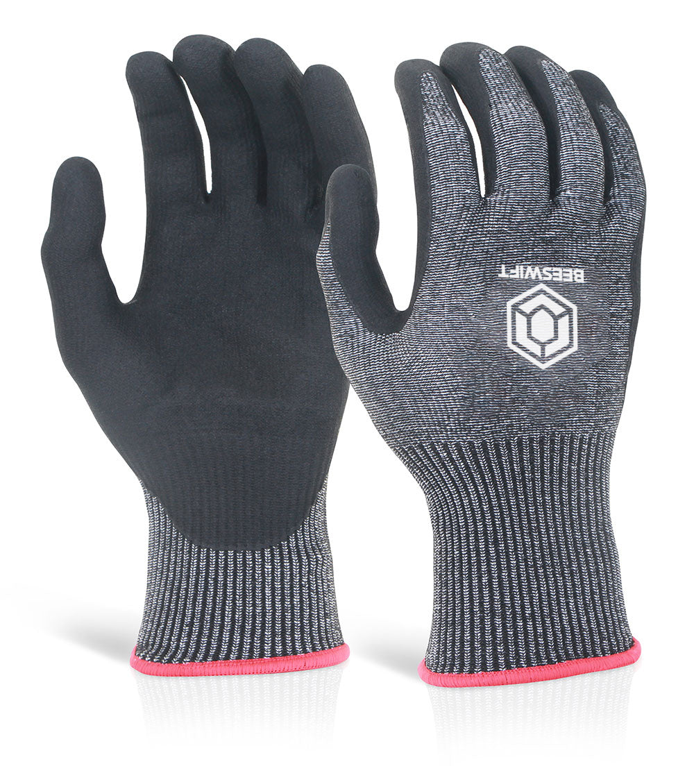 BEESWIFT KS5 MICRO FOAM NITRILE CUT 5 INDUSTRIAL SAFETY GLOVES