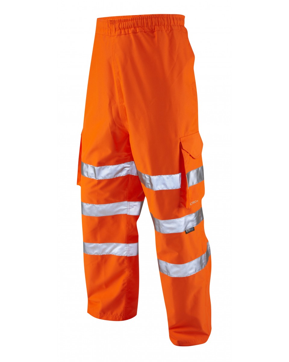 LEO L02 - ORANGE - INSTOW ISO20471 CLASS 1 HI VIX BREATHABLE WATERPROOF LEGGINS