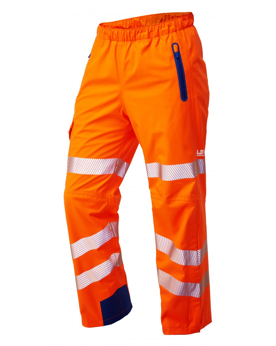 LEO L20 - ORANGE - LUNDY - ISO 20471 CLASS 2 HIGH PERFORMANCE BREATHABLE WATERPROOF LEGGINS