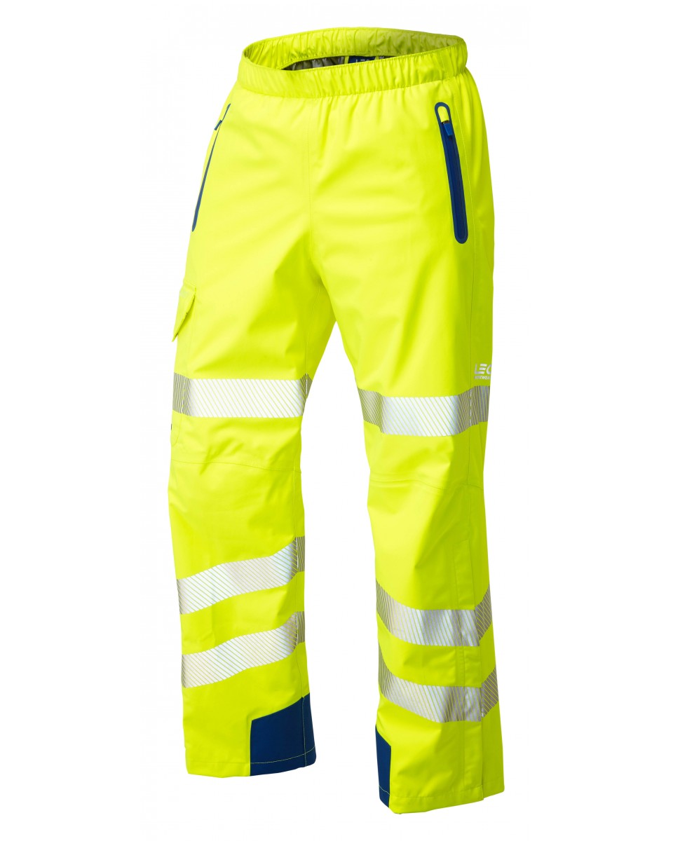 LEO L20 - YELLOW - LUNDY - ISO 20471 CLASS 2 HIGH PERFORMANCE BREATHABLE WATERPROOF LEGGINS