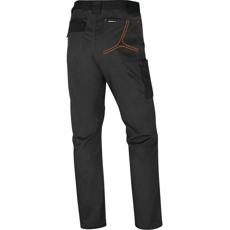 DELTAPLUS M2PA3STR COMFORT STRETCH WORK TROUSERS DARK GREY - RED TRIM