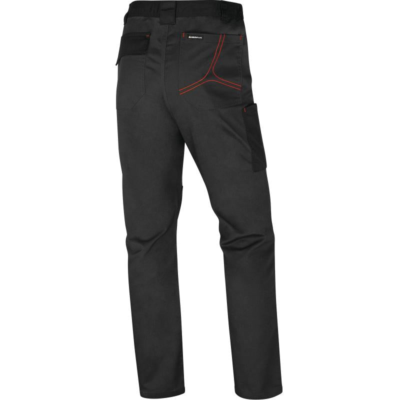DELTAPLUS M2PA3STR COMFORT STRETCH WORK TROUSERS DARK GREY - RED TRIM