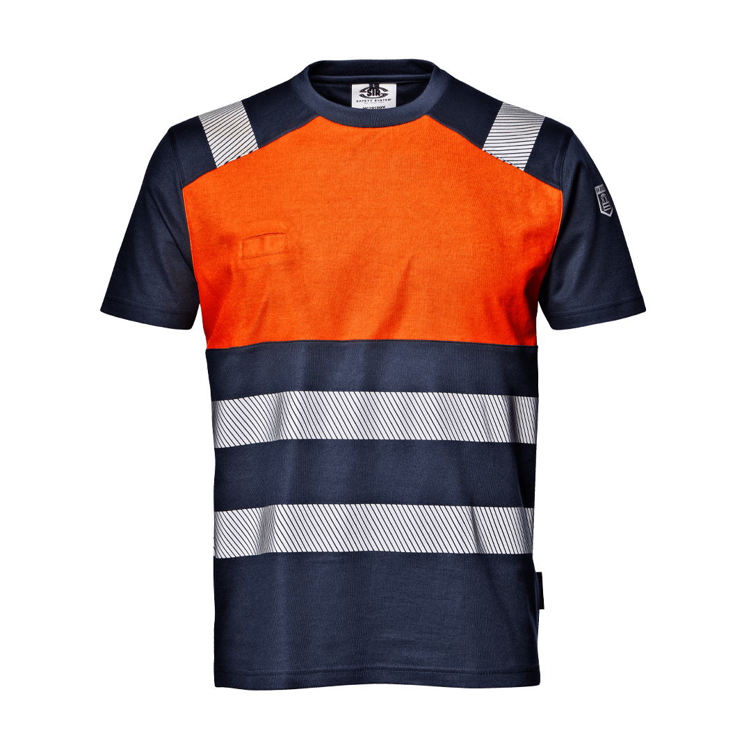 SIR SAFETY - ORANGE NAVY - CONTRAST HI VIZE T-SHIRT MC2919