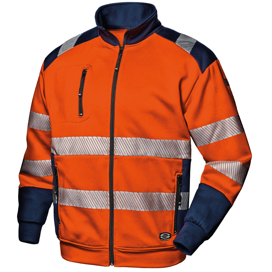 SIR- MC3912 FUNNY HI VIZ ORANGE NAVY ZIPPED SWEATER HEAVY DUTY
