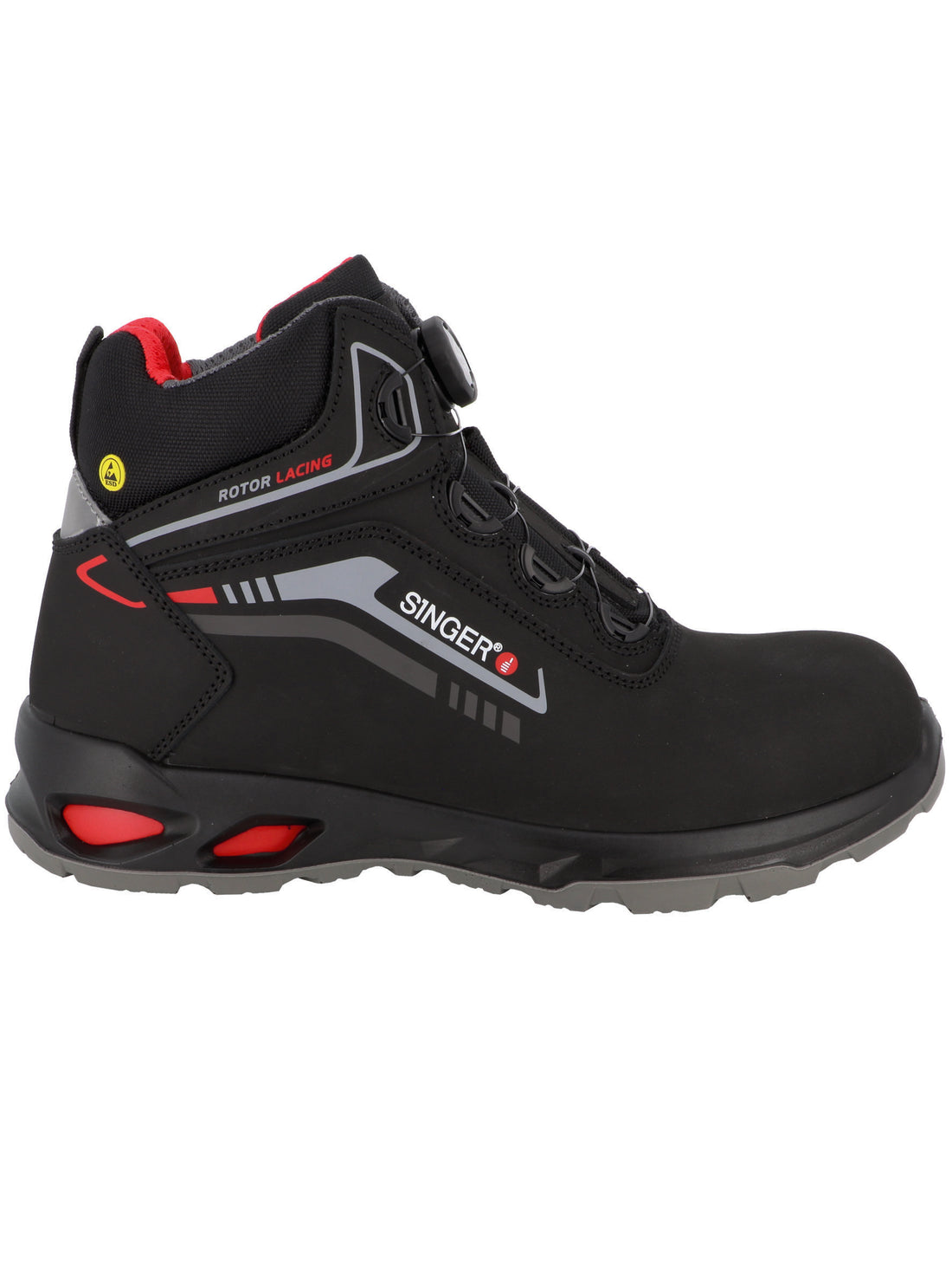 SINGER SAFETY MONZA - WATER REPELLENT LEATHER SAFETY WORK BOOT ESD ROTAR LACING SYSTEM