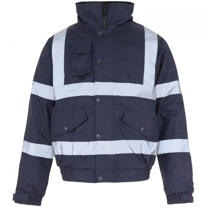 Supertouch Navy Bomber Jacket Hi Vize