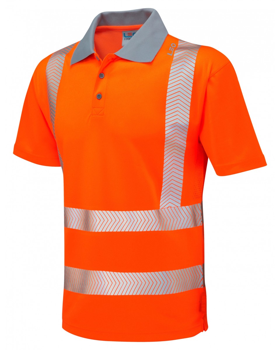 LEO - ORANGE - WOOLACOOMBE - HI VIZ ECO HI SPEC POLO SHIRT