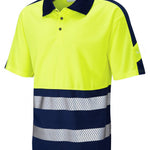 LEO P10 - YELLOW NAVY - WATERSMEET - ECO HI VIZ HIGH PROFORMANCE POLO SHIRT