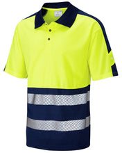 Load image into Gallery viewer, LEO P10-Y/NV WATERSMEET  ECO HI VIZ YELLOW NAVY POLO
