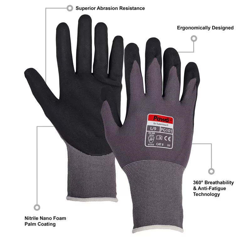 PAWA - PG101 - Industrial Nitrile Breathable Work Safety Gloves