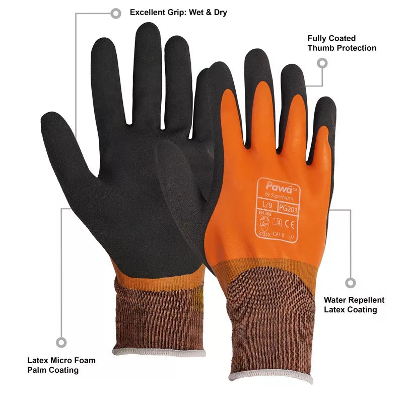 Pawa - PG201 Water-Repellent Industrial Gloves Wet Dry Nitrile Work Glove