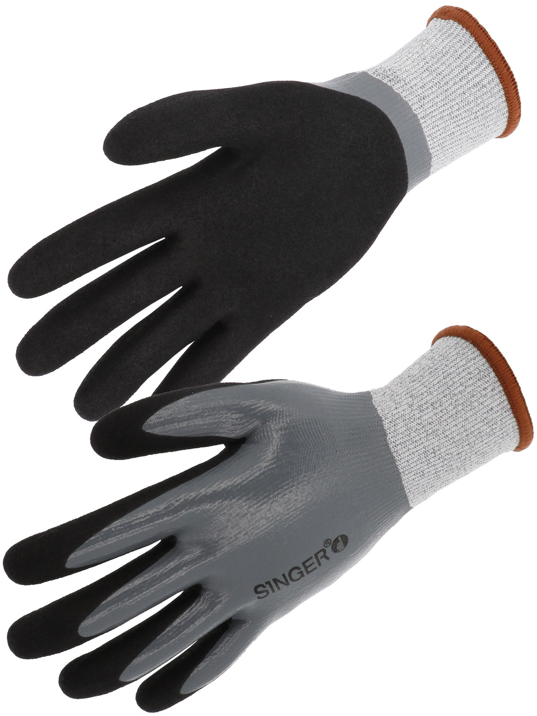 SINGER PHD557  ANTI - CUT D 5 WET + DRY DOUBLE NITRILE COATING SAFETY WORK GLOVE