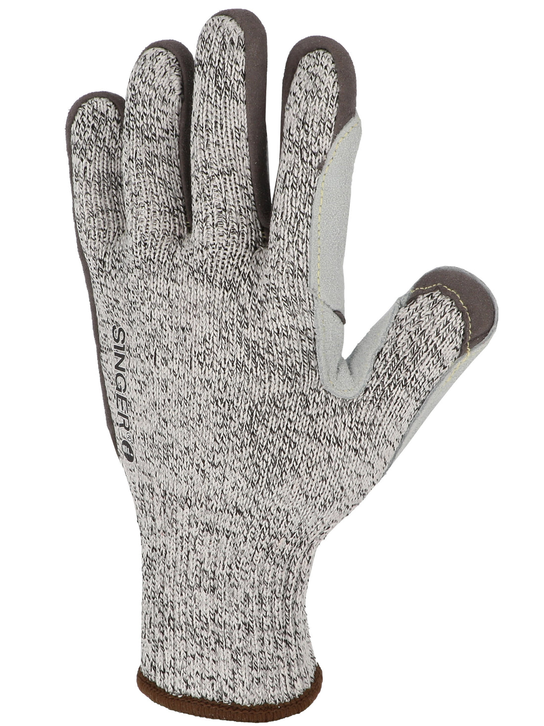 SINGER ANTI CUT D SPLIT LEATHER PATCH ON PALM AND FINGERS. 10 GAUGE.