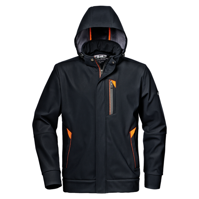 SIR SAFETY REVOLUTION BLACK ORANGE SAFETY WORK JACKET SOFTSHELL - MC4218 Z9