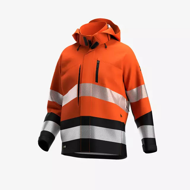SAFETY JOGGER SCUHVSSHLM - SCUTI HIVIS SOFTSHELL JACKET MEN ORANGE/BLACK