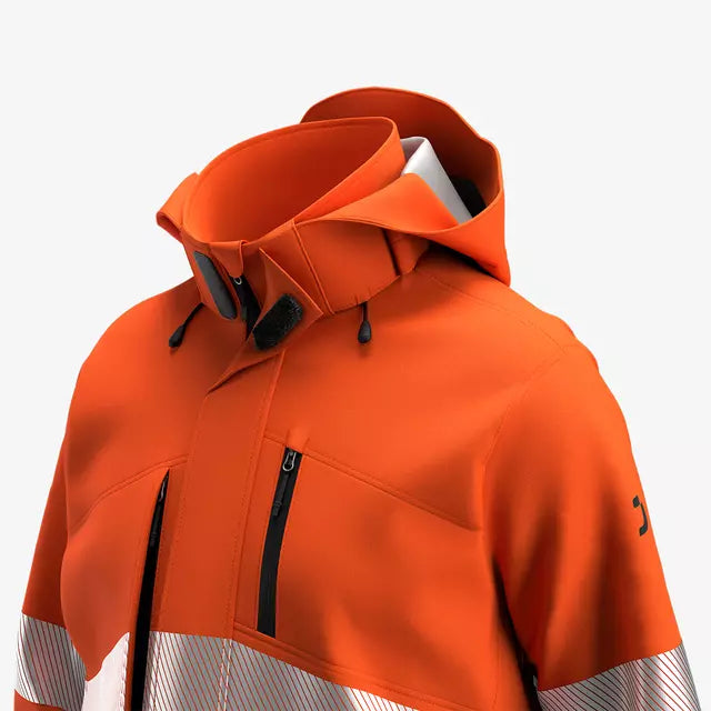 SAFETY JOGGER SCUHVSSHLM - SCUTI HIVIS SOFTSHELL JACKET MEN ORANGE/BLACK