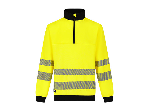 SAFETY JOGGER HI VIZ YELLOW 1/4 ZIP WORK SWEATER SCUHVSWTR