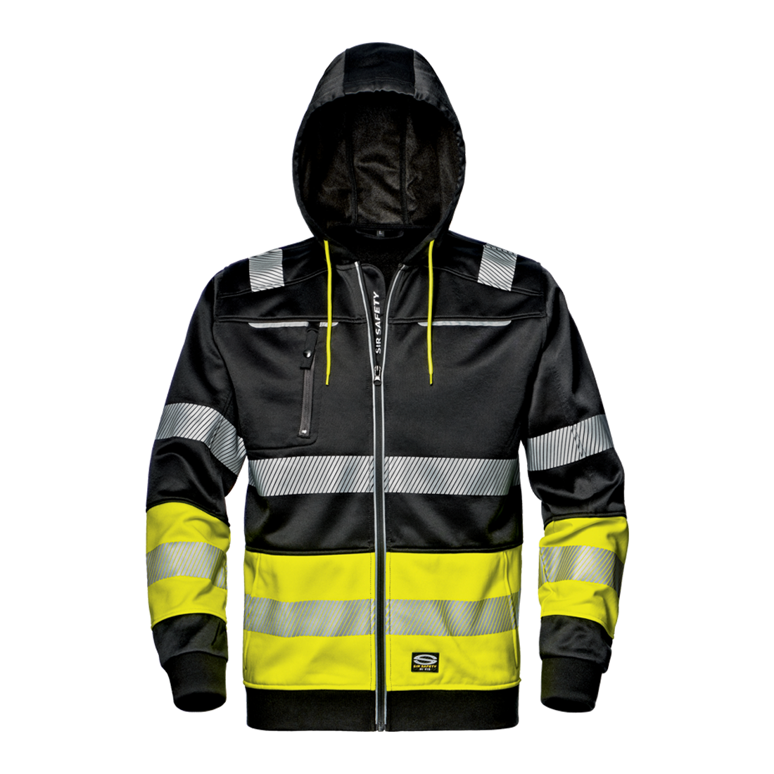 SIR SAFETY - YELLOW BLACK - CONTRAST - EXECUTIVE COMFORT HI VIZ HOODED ZIP SWEATSHIRT MC2916