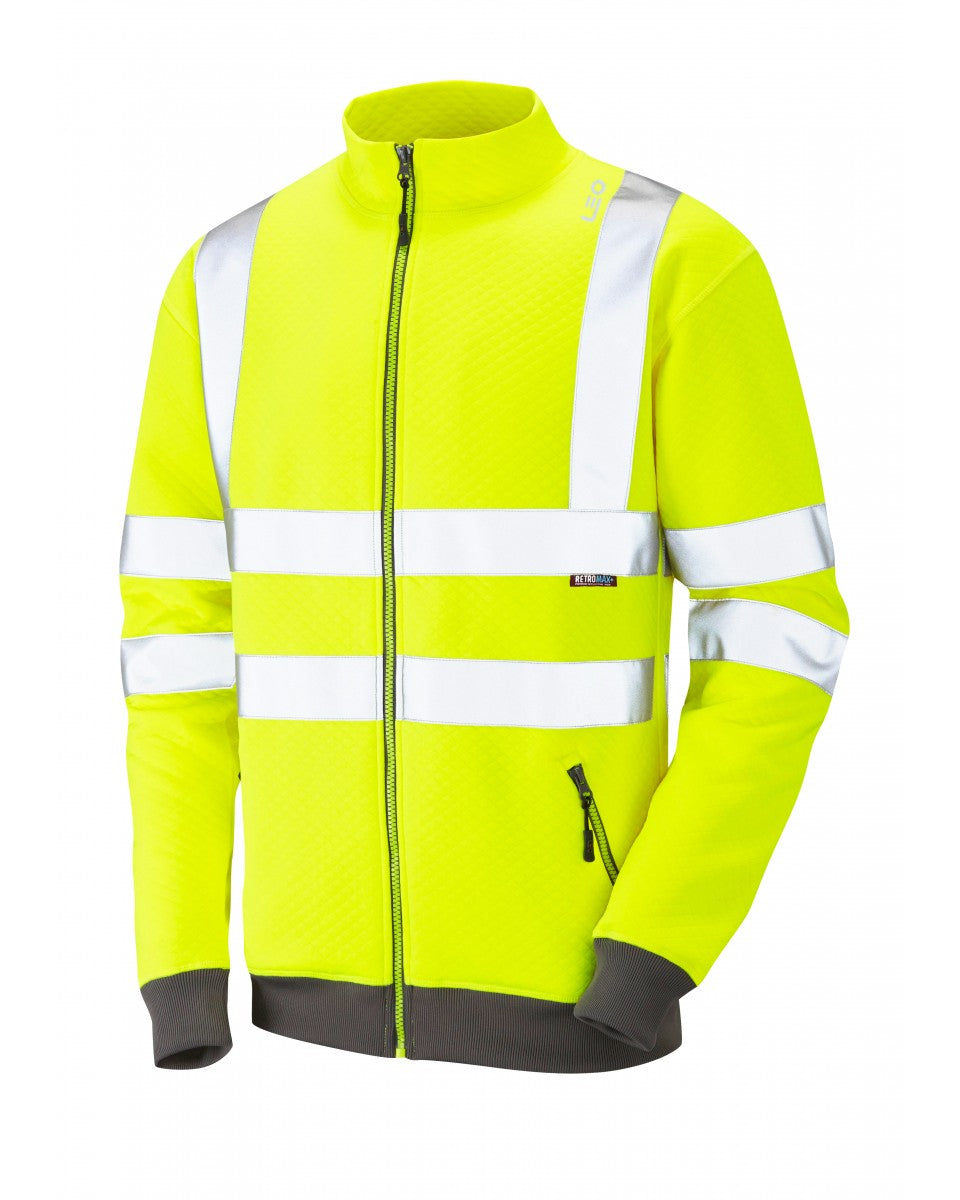 LEO -YELLOW - LIBBATON - ISO 20471 CLASS 3 HI VIZ HEAVY DUTY FULL ZIP TRACK TOP
