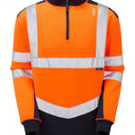 LEO - SS08- ORANGE NAVY - TAPELEY ISO 20471 CLASS 2 ECO HEAVY DUTY 1/4 ZIP SWEATSHIRT