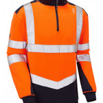 LEO - SS08- ORANGE NAVY - TAPELEY ISO 20471 CLASS 2 ECO HEAVY DUTY 1/4 ZIP SWEATSHIRT