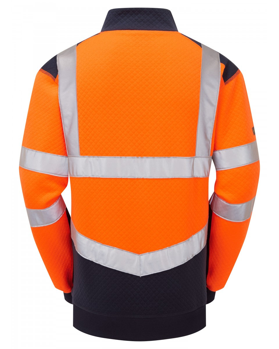 LEO - SS08- ORANGE NAVY - TAPELEY ISO 20471 CLASS 2 ECO HEAVY DUTY 1/4 ZIP SWEATSHIRT