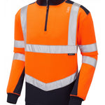 LEO - SS08- ORANGE NAVY - TAPELEY ISO 20471 CLASS 2 ECO HEAVY DUTY 1/4 ZIP SWEATSHIRT