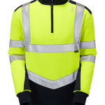 LEO - SS08- YELLOW NAVY - TAPELEY ISO 20471 CLASS 2 ECO HEAVY DUTY 1/4 ZIP SWEATSHIRT