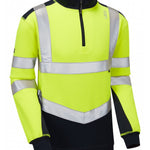LEO - SS08- YELLOW NAVY - TAPELEY ISO 20471 CLASS 2 ECO HEAVY DUTY 1/4 ZIP SWEATSHIRT